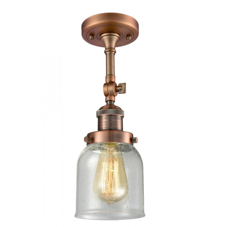 Bell - 1 Light - 5 inch - Antique Copper - Adjustable Semi-Flush Mount