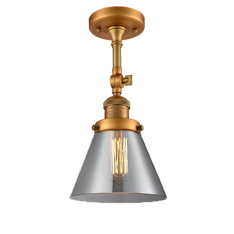 Cone - 1 Light - 8 inch - Brushed Brass - Adjustable Semi-Flush Mount