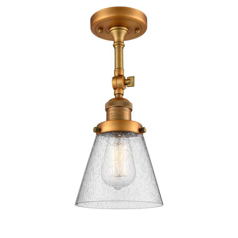 Cone - 1 Light - 6 inch - Brushed Brass - Adjustable Semi-Flush Mount