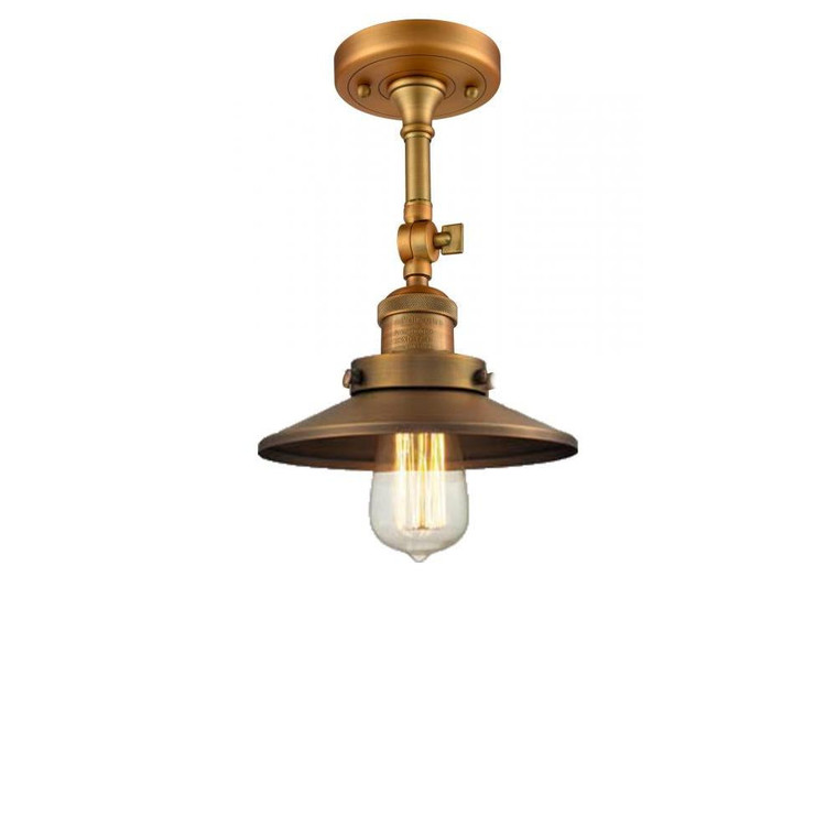Railroad - 1 Light - 8 inch - Brushed Brass - Adjustable Semi-Flush Mount