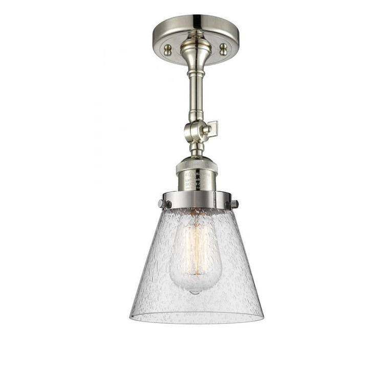 Cone - 1 Light - 6 inch - Polished Nickel - Adjustable Semi-Flush Mount