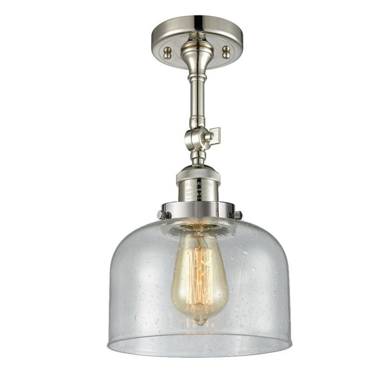 Bell - 1 Light - 8 inch - Polished Nickel - Adjustable Semi-Flush Mount