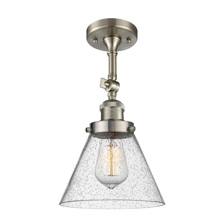 Cone - 1 Light - 8 inch - Brushed Satin Nickel - Adjustable Semi-Flush Mount