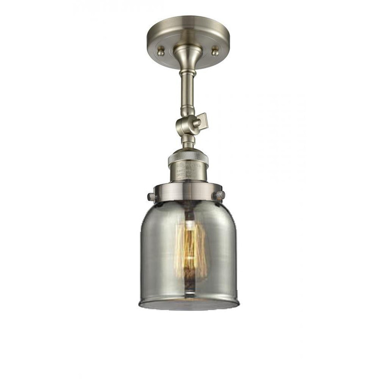 Bell - 1 Light - 5 inch - Brushed Satin Nickel - Adjustable Semi-Flush Mount