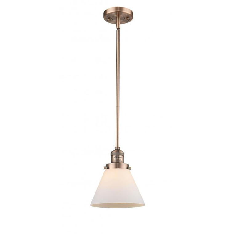 Cone - 1 Light - 8 inch - Antique Copper - Stem Hung - Mini Pendant