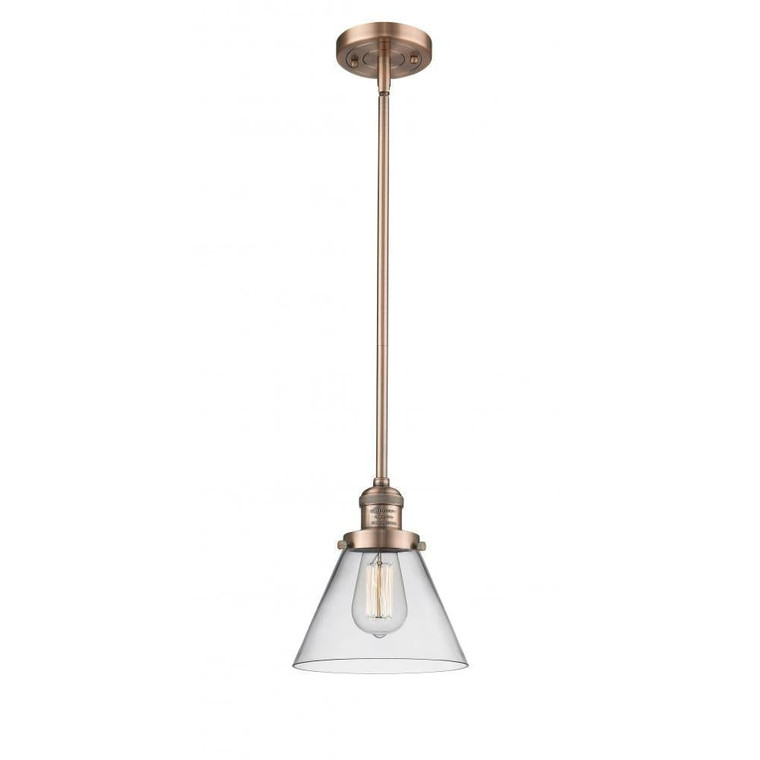 Cone - 1 Light - 8 inch - Antique Copper - Stem Hung - Mini Pendant