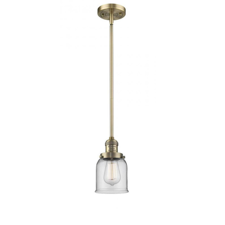 Bell - 1 Light - 5 inch - Brushed Brass - Stem Hung - Mini Pendant