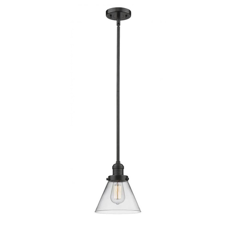 Cone - 1 Light - 8 inch - Oil Rubbed Bronze - Stem Hung - Mini Pendant