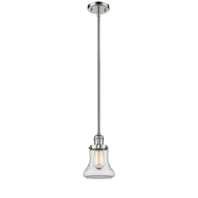 Bellmont - 1 Light - 7 inch - Polished Nickel - Stem Hung - Mini Pendant