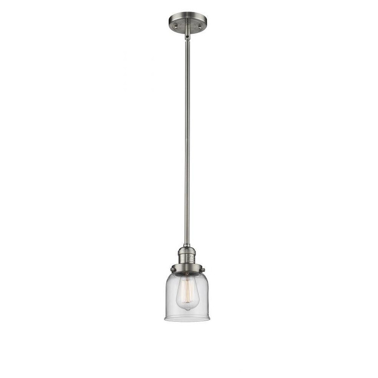 Bell - 1 Light - 5 inch - Brushed Satin Nickel - Stem Hung - Mini Pendant