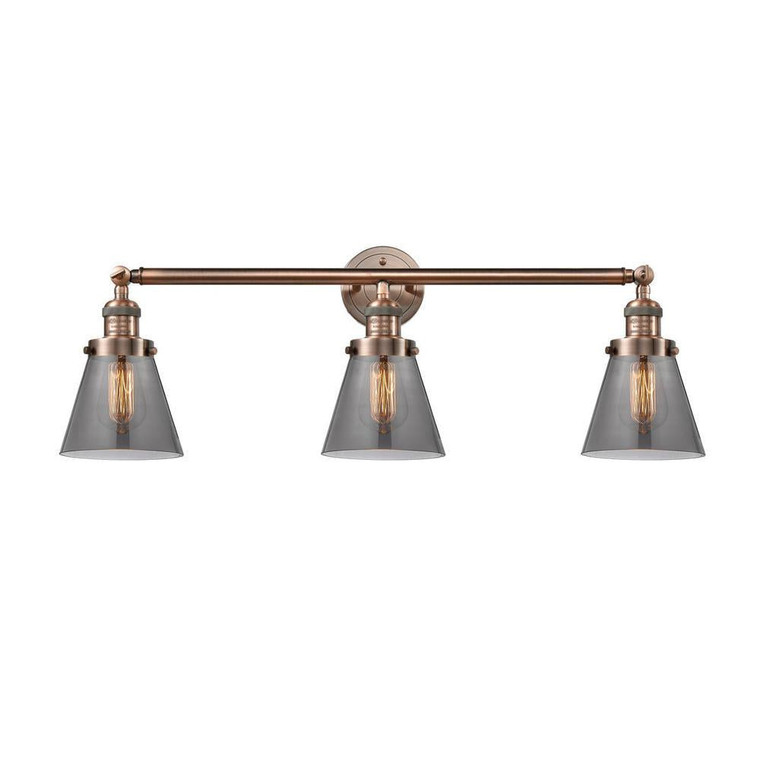 Cone - 3 Light - 30 inch - Antique Copper - Bath Vanity Light