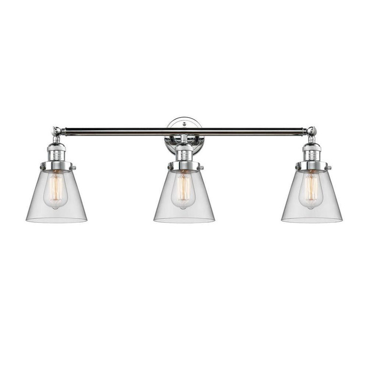 Cone - 3 Light - 30 inch - Polished Chrome - Bath Vanity Light
