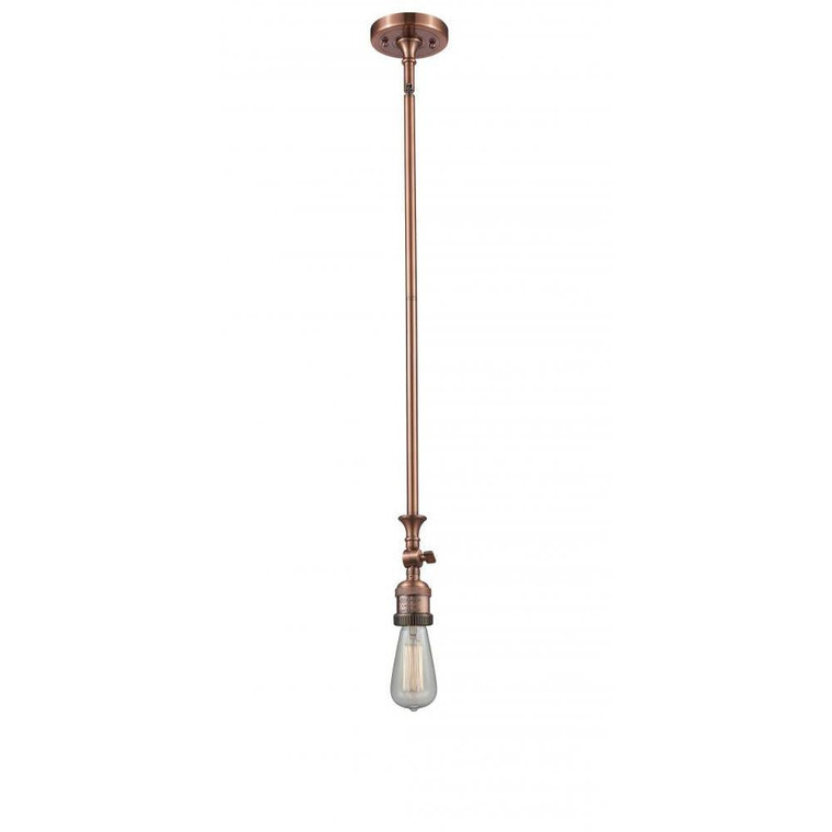 Bare Bulb - 1 Light - 3 inch - Antique Copper - Stem Hung - Adjustable Mini Pendant