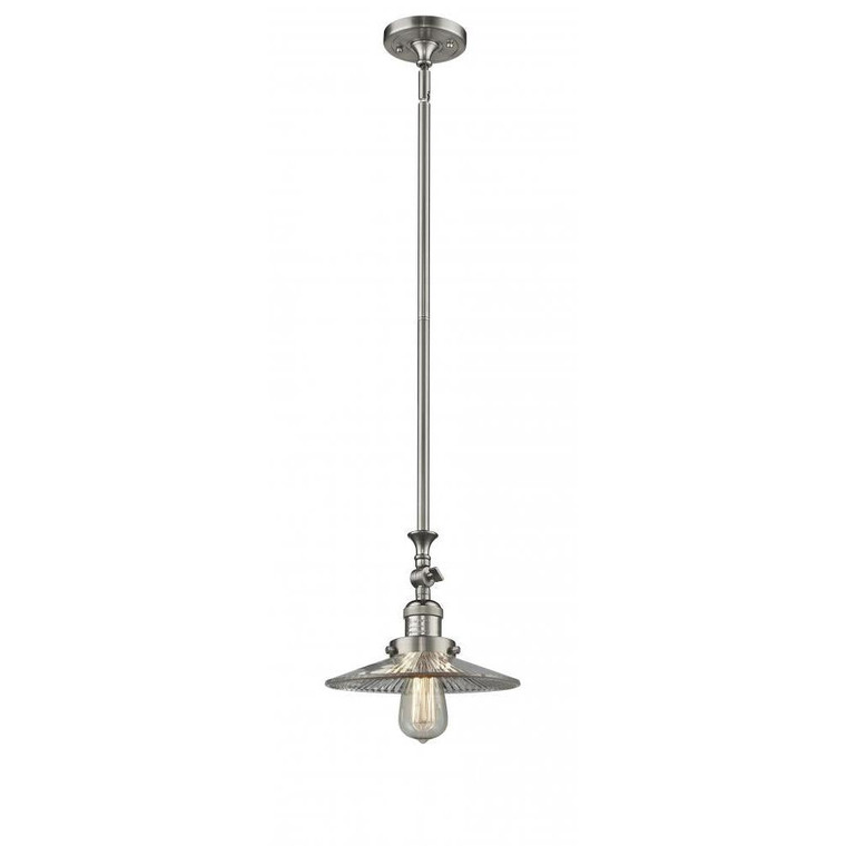 Halophane - 1 Light - 9 inch - Brushed Satin Nickel - Stem Hung - Adjustable Mini Pendant