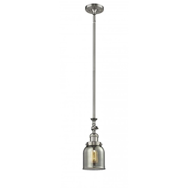 Bell - 1 Light - 5 inch - Brushed Satin Nickel - Stem Hung - Adjustable Mini Pendant