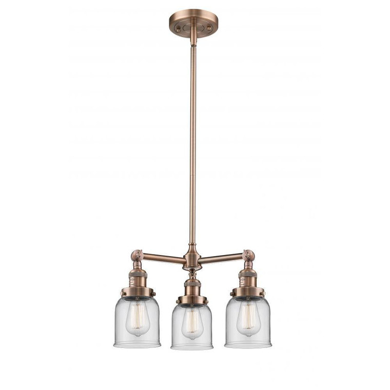 Bell - 3 Light - 19 inch - Antique Copper - Stem Hung - Chandelier