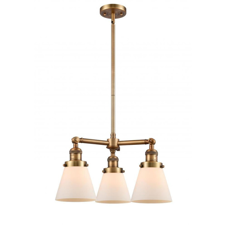 Cone - 3 Light - 19 inch - Brushed Brass - Stem Hung - Chandelier