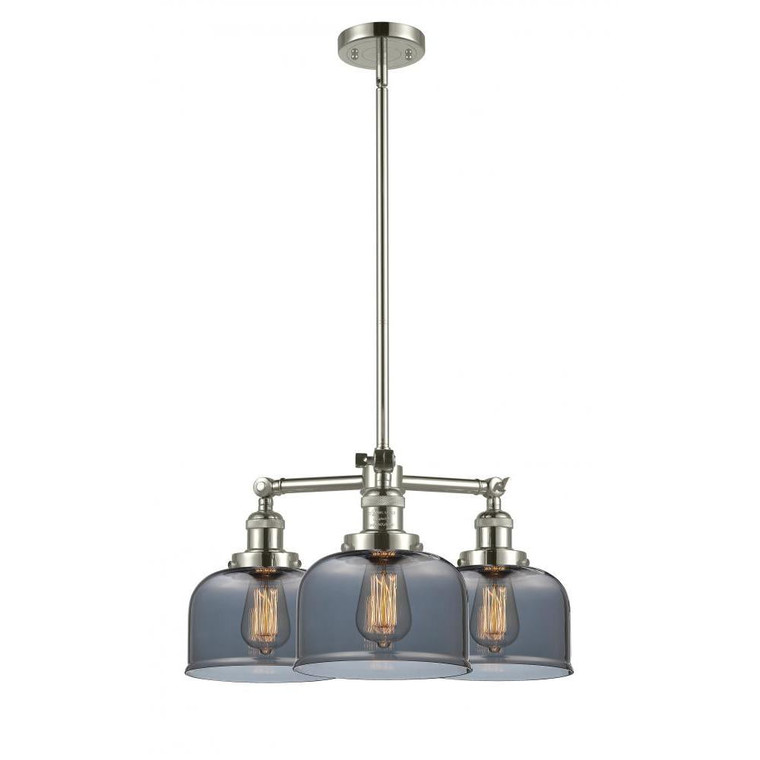 Bell - 3 Light - 22 inch - Polished Nickel - Stem Hung - Chandelier