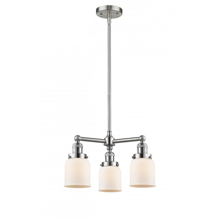 Bell - 3 Light - 19 inch - Brushed Satin Nickel - Stem Hung - Chandelier