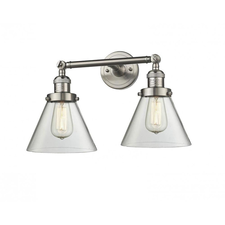 Cone - 2 Light - 18 inch - Brushed Satin Nickel - Adjustable Bath Vanity Light
