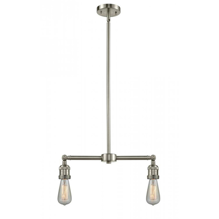 Bare Bulb - 2 Light - 8 inch - Brushed Satin Nickel - Stem Hung - Adjustable Island Light