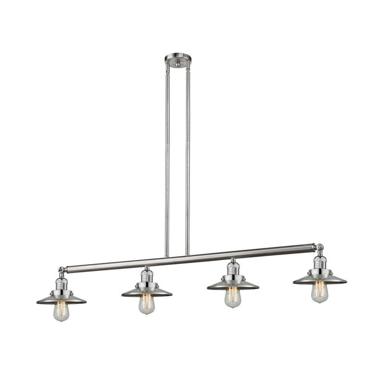 Railroad - 4 Light - 53 inch - Brushed Satin Nickel - Stem Hung - Adjustable Island Light