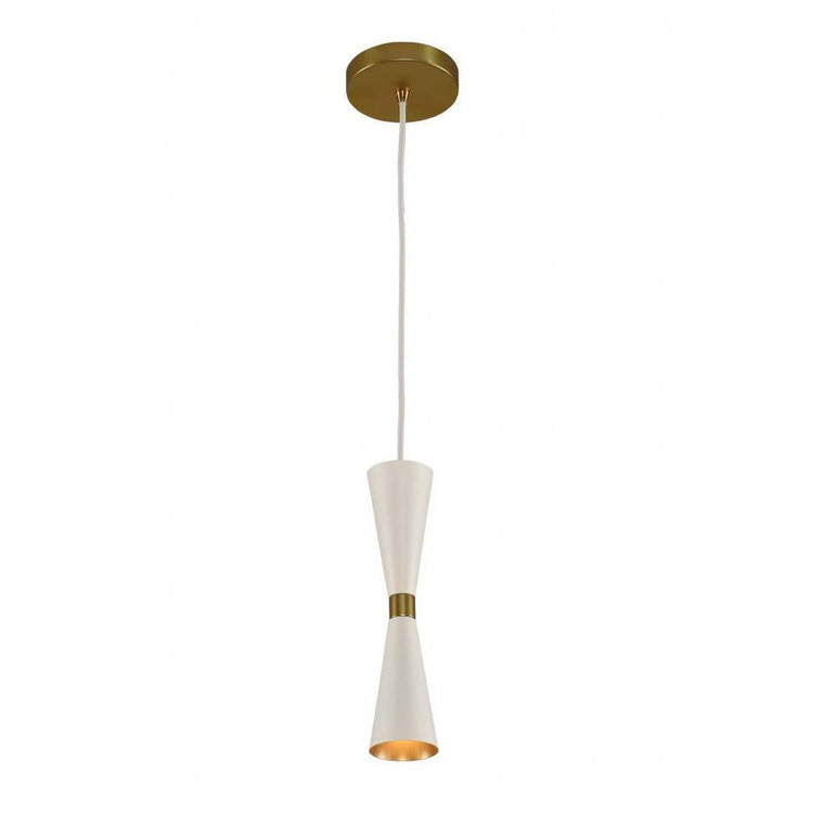 Milo 5 Inch Pendant – White and Vintage Brass – 310410WVB