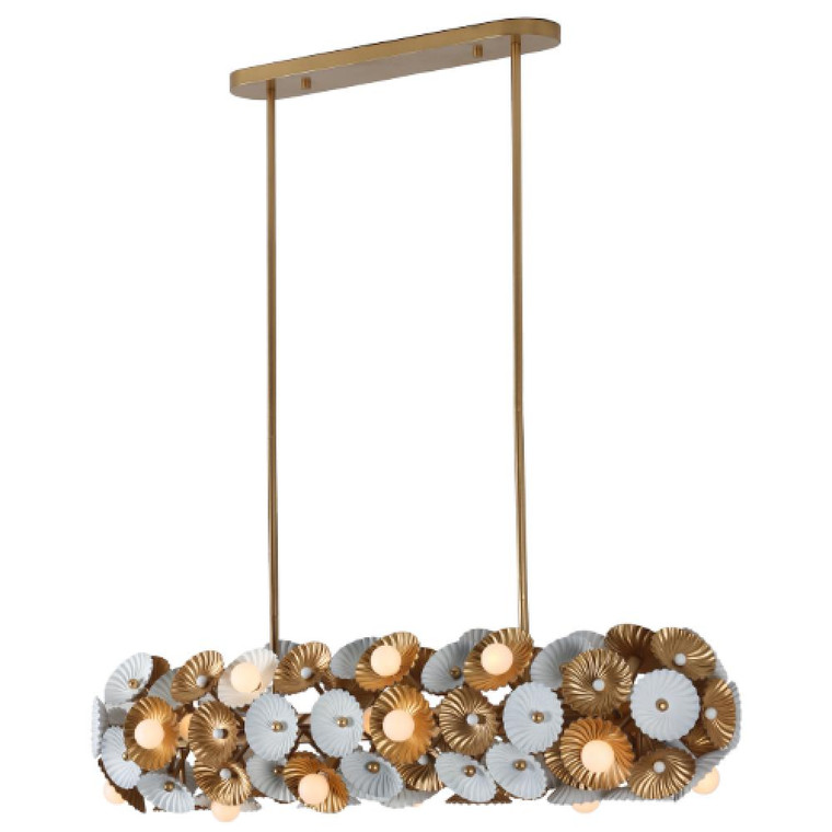 Damask 48 Inch Wall Sconce – White and Vintage Brass – 520361WVB