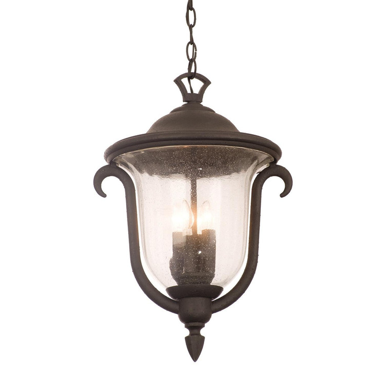 Santa Barbara Outdoor 13 Inch Outdoor Hanging Lantern – Textured Matte Black – 9007MB
