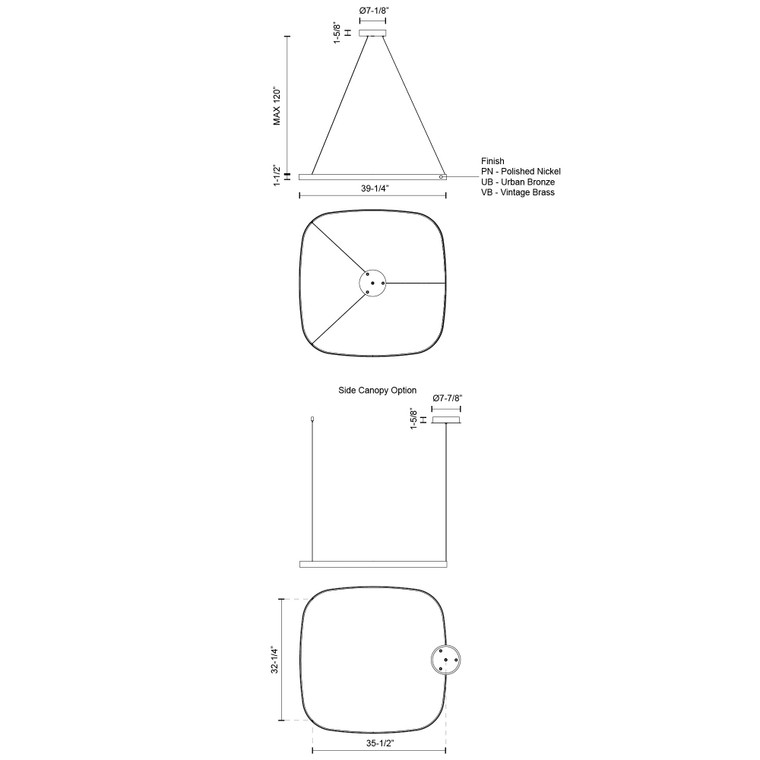 Yukon, Pendant, 39.25" – Vintage Brass – PD78040-VB-UNV