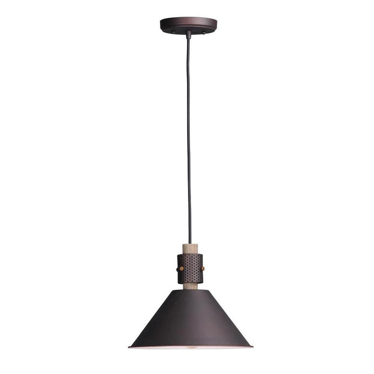 Tucson 11.25 Inch Semi Flush Mount Light – Oil Rubbed Bronze / Weathered Wood