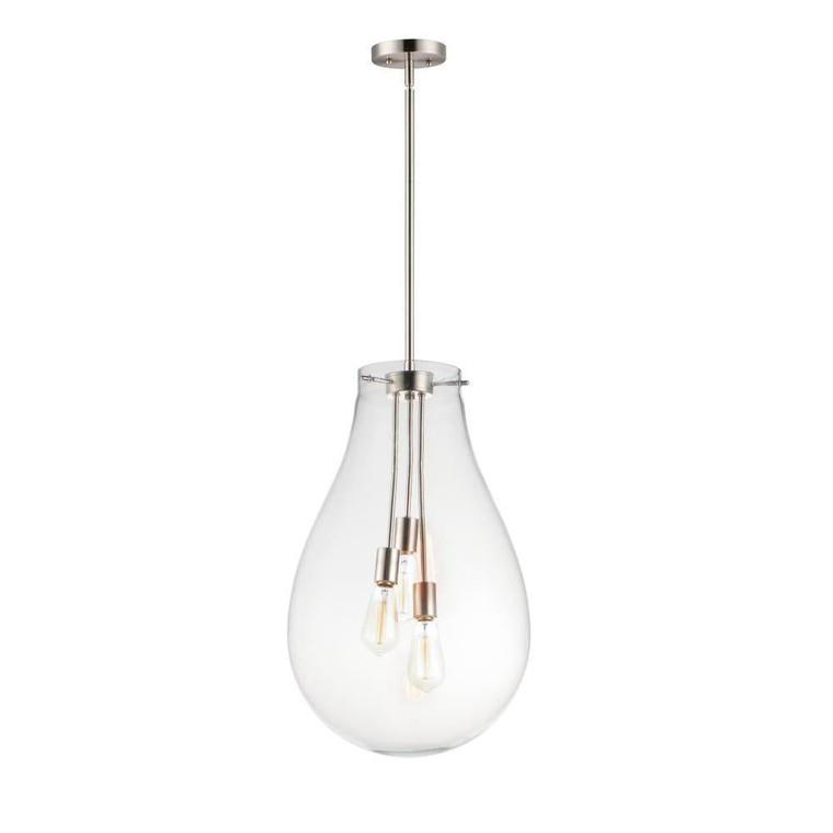 Gourd 15.75 Inch 3 Light Pendant – Satin Nickel