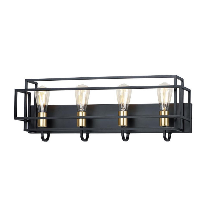 Liner 28.5 Inch Bathroom Vanity - Black / Satin Brass