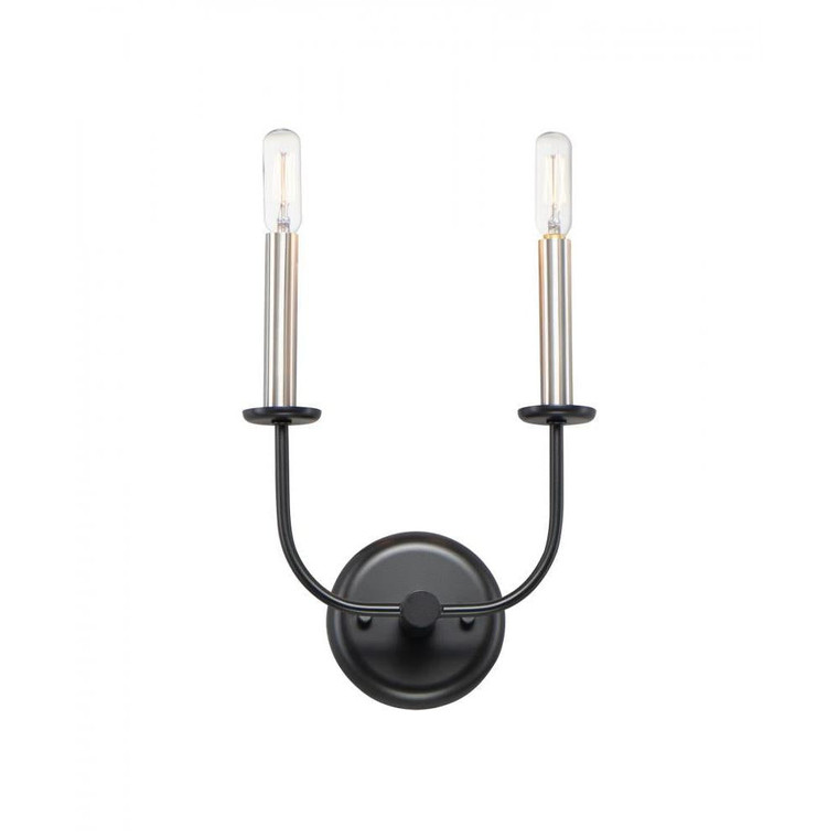 Wesley 9 Wall Sconce - Black / Satin Nickel