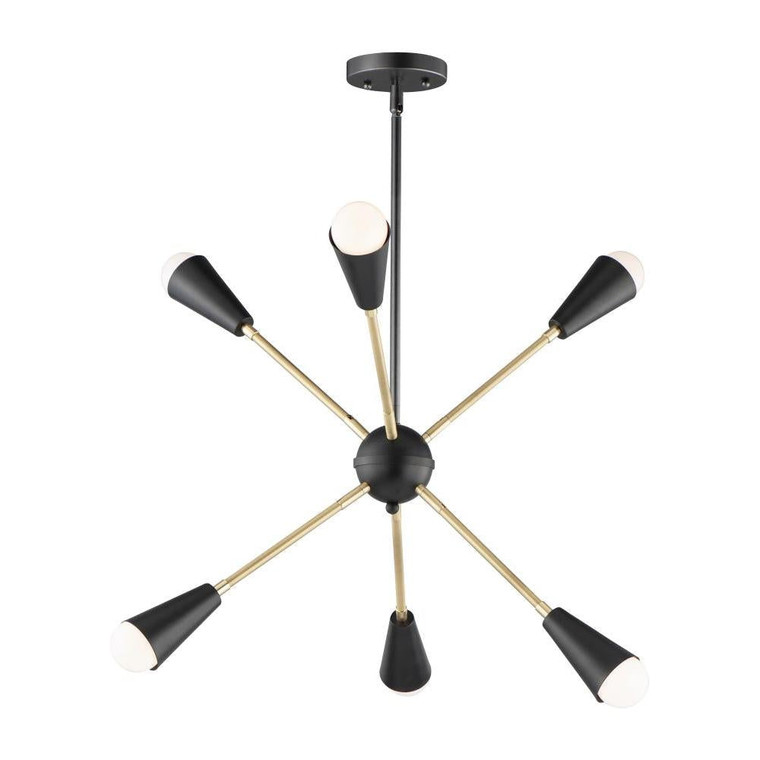 Lovell Inch 6 Light Pendant – Black / Satin Brass