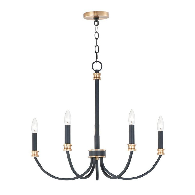 Charlton 26 Inch Chandelier – Black / Antique Brass
