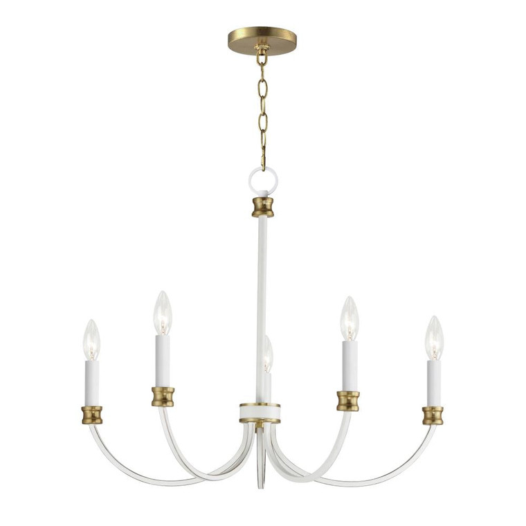 Charlton 26 Inch Chandelier – Weathered White/Gold Leaf