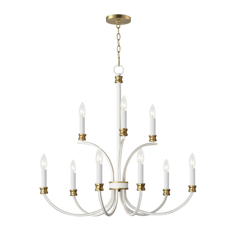 Charlton 3 Inch Chandelier – Weathered White/Gold Leaf