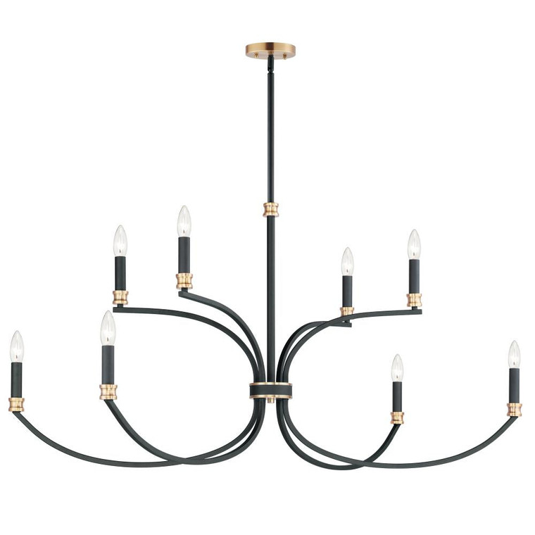 Charlton 0 Inch 8 Light Multi-Tier Chandelier – Black / Antique Brass