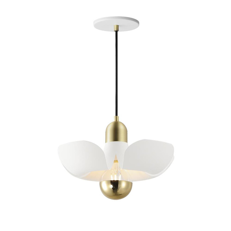 Poppy 11.75 Inch Semi Flush Mount Light – White/Satin Brass