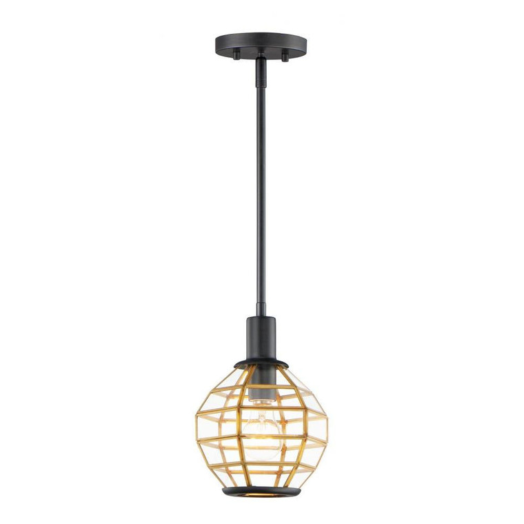 Heirloom 7.5 Inch Mini Pendant – Black / Burnished Brass