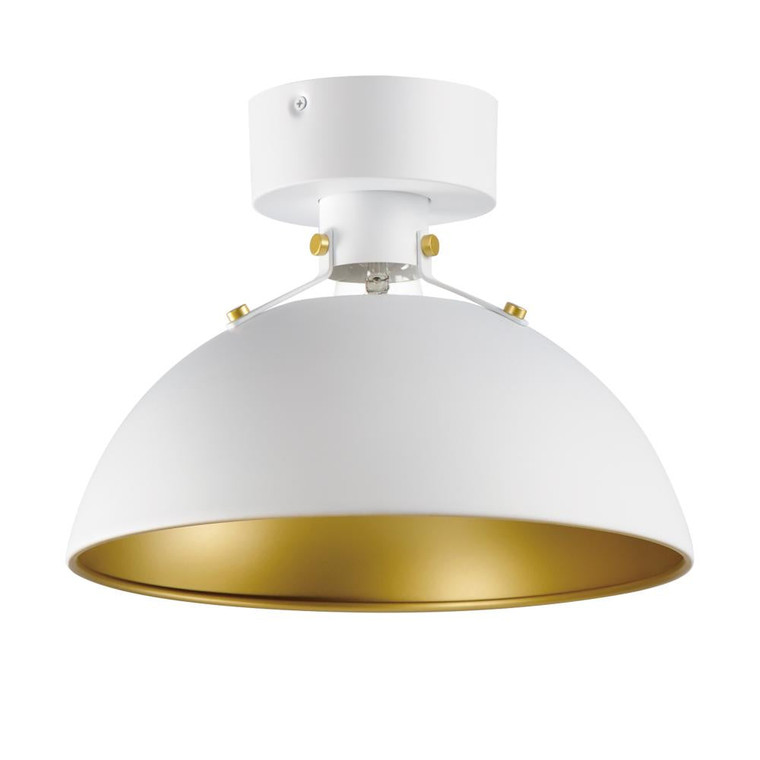 Dawn 12 Inch Semi Flush Mount Light – White/Satin Brass