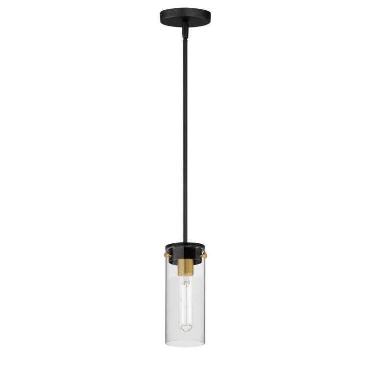 Pinn 5 Inch Mini Pendant – Black / Satin Brass