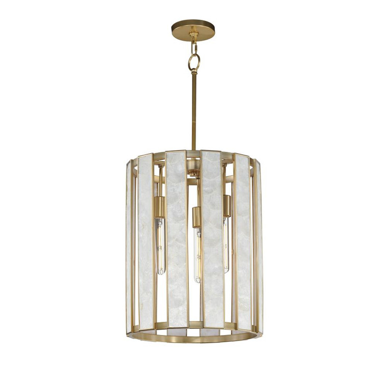Foyer 15 Inch Chandelier – Capiz / Natural Aged Brass