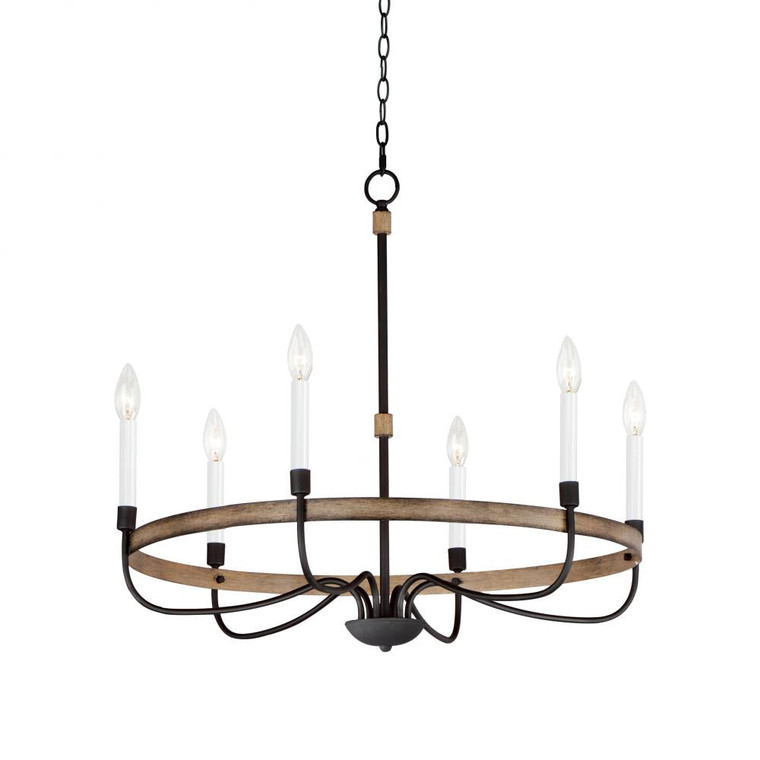 Franklin 28.5 Inch Chandelier – Driftwood / Black
