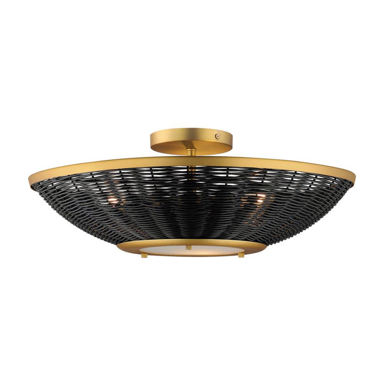 Rattan 20.25 Wall Sconce - Natural Aged Brass