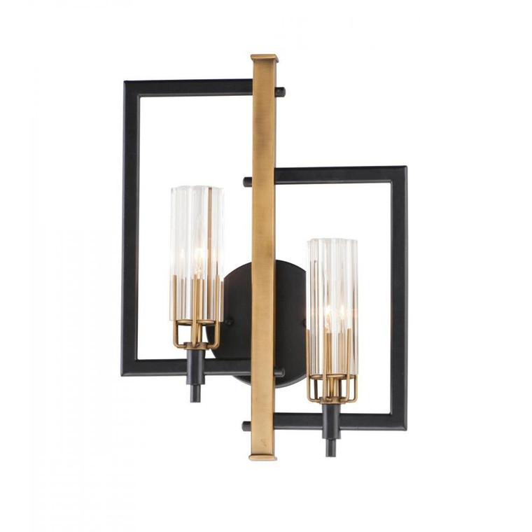 Flambeau 13 Wall Sconce - Black / Antique Brass