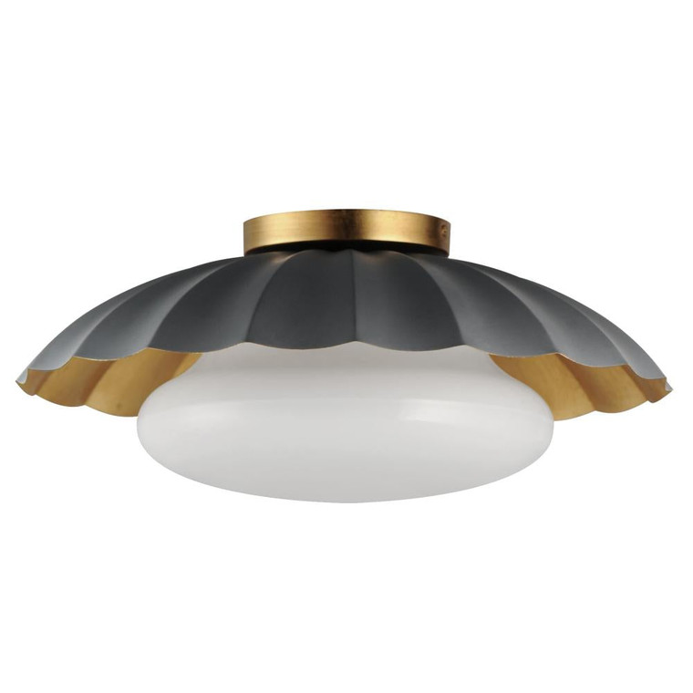 Primrose 16 Inch Flush Mount Light – Dark Grey / Gold Leaf