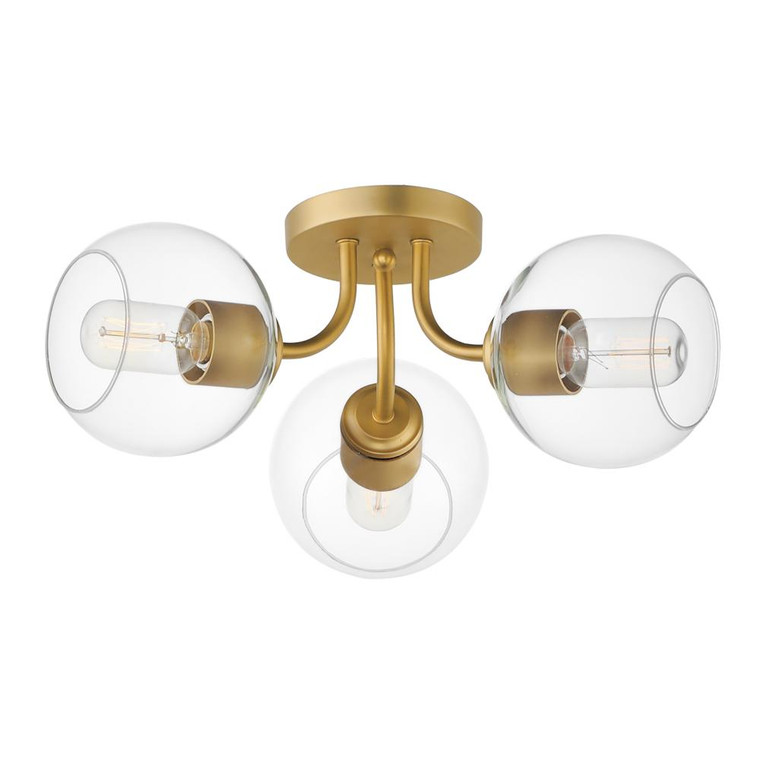 Knox 18 Inch Semi Flush Mount Light – Natural Aged Brass
