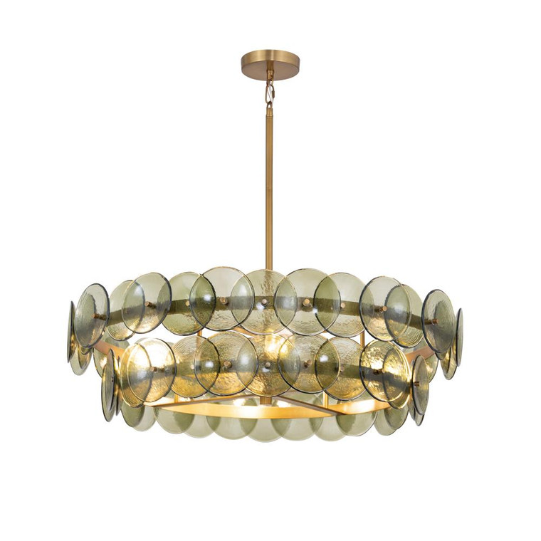 Loren 32 Inch 6 Light Multi-Tier Chandelier – Weathered Brass